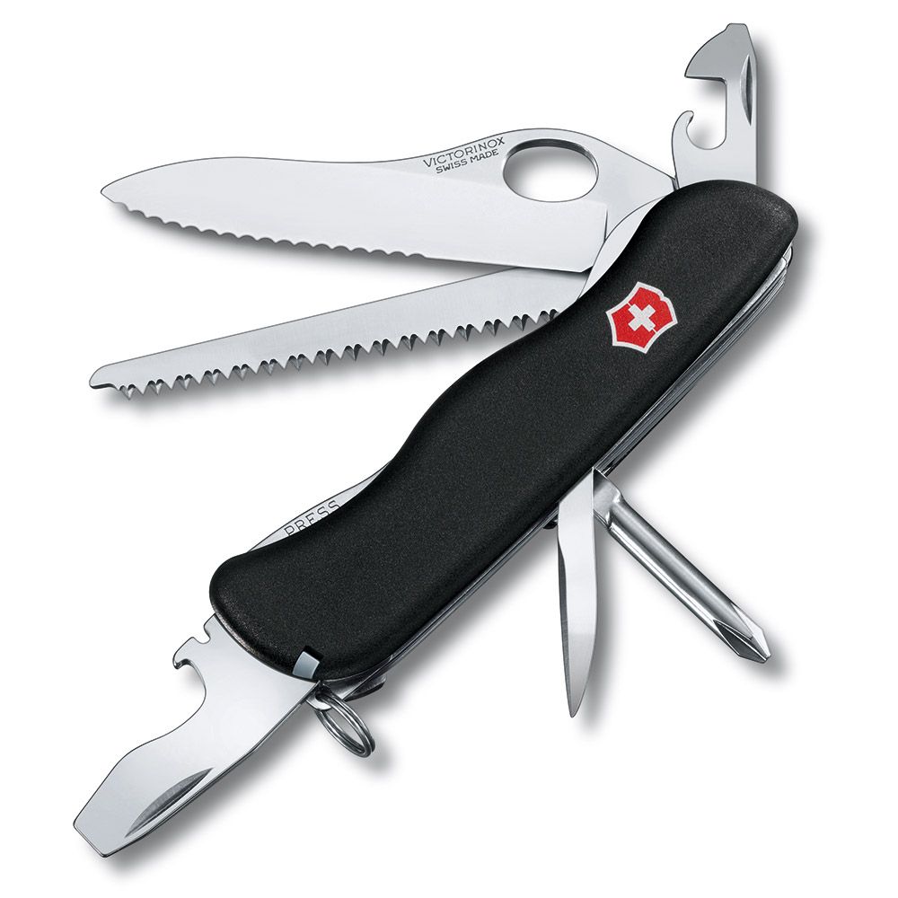 VICTORINOX 瑞士維氏  12用單手開防滑刀殼瑞士刀-黑 (08463.MW3)
