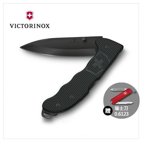 VICTORINOX 瑞士維氏 Evoke BS Alox 折疊式獵刀 136mm/4用/極黑+黑 0.9415.DS23