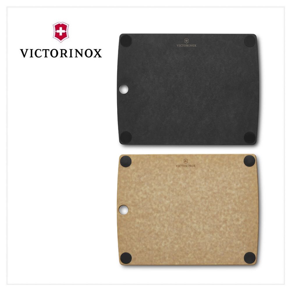 VICTORINOX 瑞士維氏 多合一防滑砧板S附凹槽 29.2*22.8*0.6cm 咖/黑 7.4125/7.4125.3
