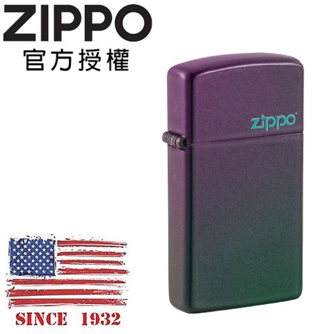 Zippo 【官方授權店】Slim Iridescent With  Logo 窄版虹彩亮漆防風打火機