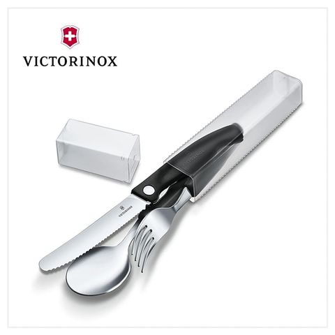 VICTORINOX 瑞士維氏 Swiss Classic 餐具三件組  削皮刀/叉/匙套裝 黑色 6.7192.F3