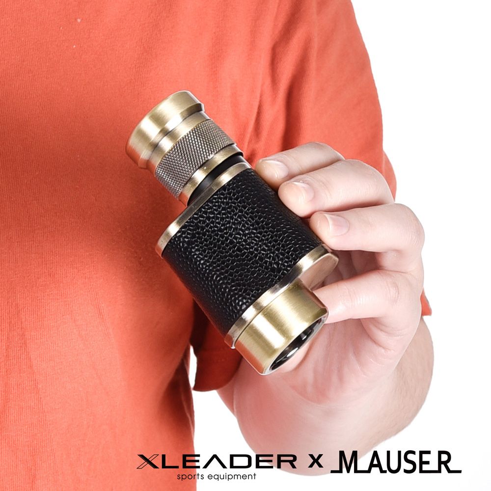 LEADER 【 X】MAUSER 8x24德國軍工迷你便攜式單筒望遠鏡 黃銅 附收納包