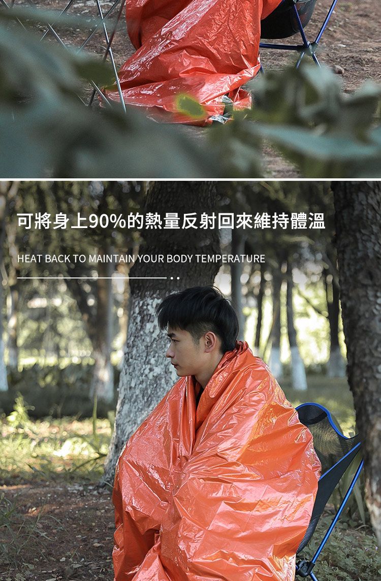 可將身上90%的熱量反射回來維持體溫HEAT BACK TO MAINTAIN YOUR BODY TEMPERATURE