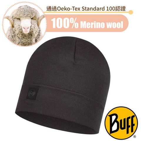 【西班牙 BUFF】頂級耐寒厚款 Merino 美麗諾羊毛超輕超彈性恆溫保暖精靈帽.針織帽_111170 極限黑