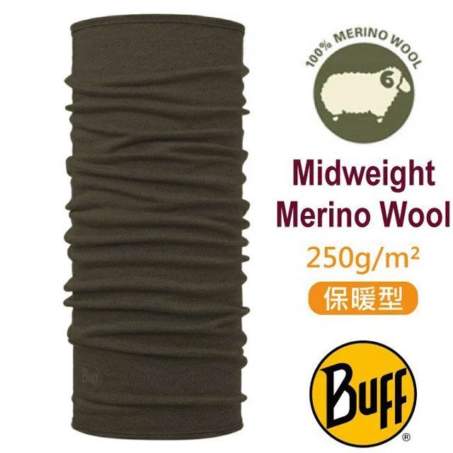 BUFF 保暖素色 Merino 中量級 恆溫保暖羊毛頭巾 (吸溼排汗+抗菌除臭) 113023-843 橄欖綠