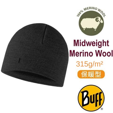 BUFF 蓄熱刷毛 Merino 美麗諾羊毛保暖帽.羊毛帽 (恆溫.透氣) 賞雪滑雪 BF129446-999 極致黑