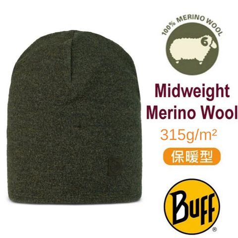 BUFF 蓄熱刷毛 Merino 美麗諾羊毛保暖帽.羊毛帽 (恆溫.透氣).賞雪滑雪/BF129446-847 雪松綠