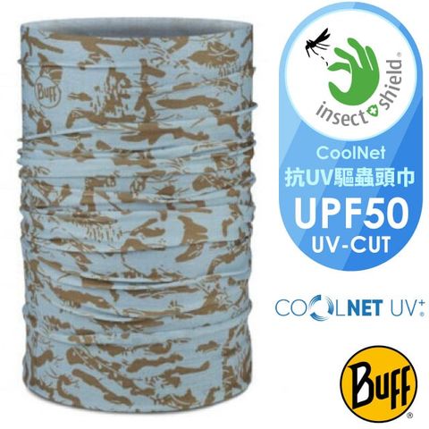 【BUFF】高防曬 COOLNET 登山抗UV涼感降溫魔術驅蟲頭巾(動態控溫科技.UPF 50+)可當圍巾.口罩.圍脖.帽子/BF133661-904 霧氣瀰漫