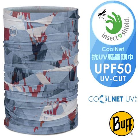 BUFF 高防曬 COOLNET 登山抗UV涼感降溫魔術驅蟲頭巾(動態控溫科技.UPF 50+)可當圍巾.口罩.圍脖.帽子/BF133662-555 灰色畫板