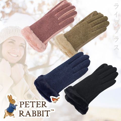 PETER RABBIT 比得兔 【一品川流】  毛料麂皮毛口觸控手套-2雙入 (一般成人F)