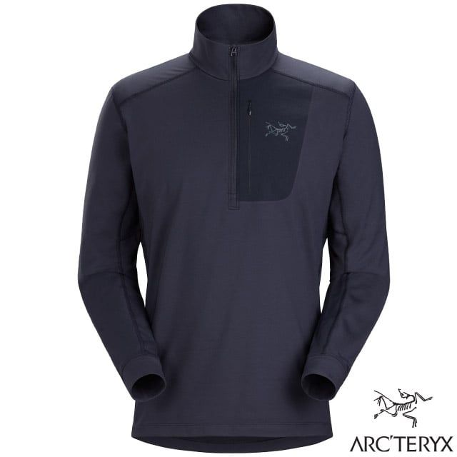 Arcteryx 始祖鳥 男 Rho LT Zip Neck 刷毛內層套頭衫 (225g) X000005253-27589 黑寶石