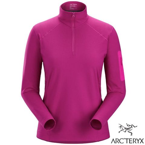 Arcteryx 始祖鳥 女 Rho LT Zip Neck 刷毛內層套頭衫.透氣保暖排汗衣.中層衣. T恤_X000006295-30352 玫瑰紫