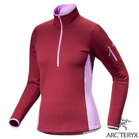 Arcteryx 始祖鳥 女 Rho 彈性透氣 Polartec 保暖刷毛套頭衫(230g).中層衣_X000006344-30205 波爾多紅/波光紫