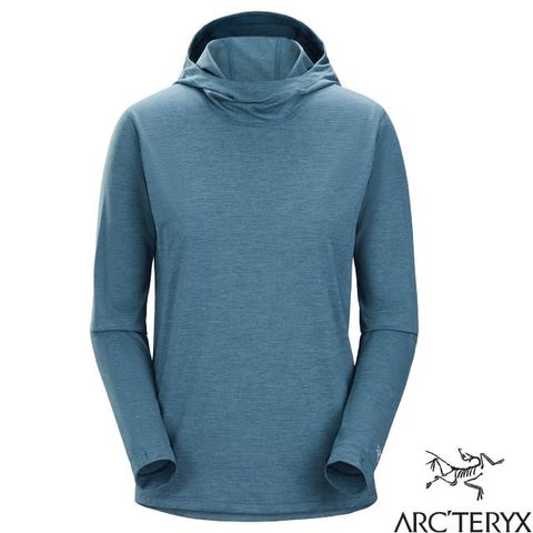 Arcteryx 始祖鳥 女 Taema 快乾長袖套頭衫.排汗長袖連帽上衣.帽T.休閒衫/遮陽防曬.輕薄透氣_X000007295-30804 寧靜雜綠