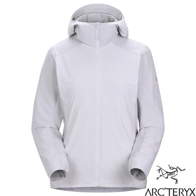 【ARCTERYX 始祖鳥】女 Gamma 超輕4D彈性薄軟殼耐磨連帽防風外套_X000006697-30418 空氣灰/沈靜灰