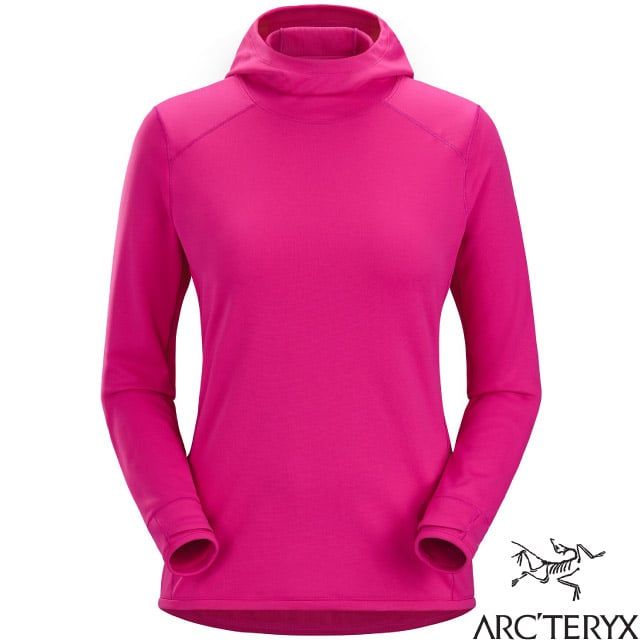 Arcteryx 始祖鳥 女新款 Motus 彈性連帽長袖排汗衣/T恤.底層衣.登山運動/保暖/30100 鐵克諾紅