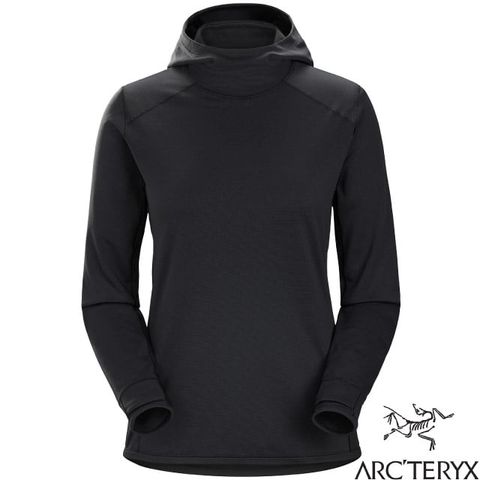 【ARCTERYX 始祖鳥】女新款 Motus 彈性連帽長袖排汗衣/T恤.底層衣.登山運動/保暖/30100 黑