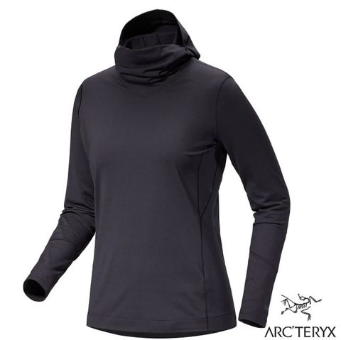 Arcteryx 始祖鳥 女 Rho 彈性透氣登山健行保暖連帽套頭衫.中層衣.帽T/面罩式兜帽/X000007326 黑