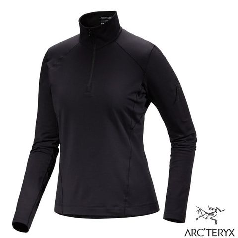 Arcteryx 始祖鳥 女 Rho 彈性透氣登山健行保暖刷毛套頭衫.半開襟中層衣.休閒運動衫.立領衫/拉鏈袖袋/X000007336 黑