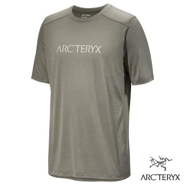 Arcteryx 始祖鳥 男 Ionia Merino Wool Arc'Word Logo 輕量透氣美麗諾羊毛短袖圓領排汗衣.T恤.運動休閒衫/美利奴_X000007733 糧草綠