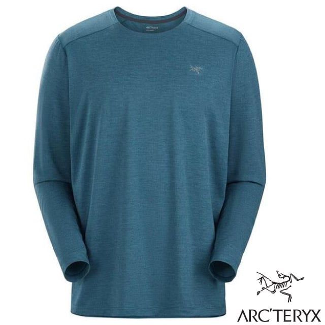 Arcteryx 始祖鳥 男 Cormac 登山輕量透氣快乾長袖圓領排汗衣.T恤.運動休閒衫/吸濕排汗_X000006684-30552 寧靜雜綠