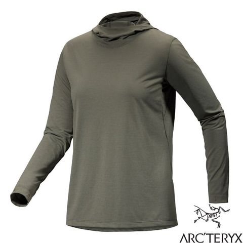 Arcteryx 始祖鳥 女 Taema 快乾長袖套頭衫.排汗長袖連帽上衣.帽T.休閒衫/遮陽防曬.輕薄透氣_X000007295-30804 糧草雜綠