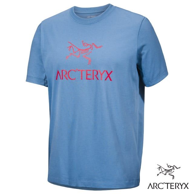 Arcteryx 始祖鳥 男 Arc'Word Logo 登山輕量透氣短袖圓領排汗衣.T恤.運動休閒衫/吸濕排汗_X000007991 石洗藍