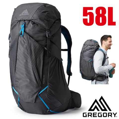 Gregory 新款 FOCAL 58L 專業健行登山背包(M)_141334 臭氧黑