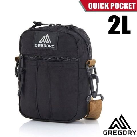 Gregory QUICK POCKET 2L 超輕可調式斜背包.郵差包 65459-1051 黑/棕色