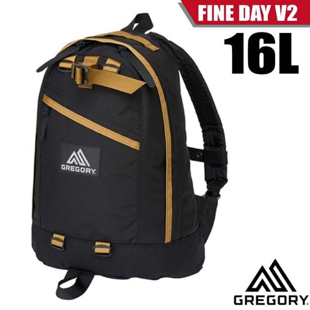 Gregory  FINE DAY V2 日用雙肩休閒後背包16L(多口袋設計+雙向拉鍊設計)/137539-1051 黑/棕色