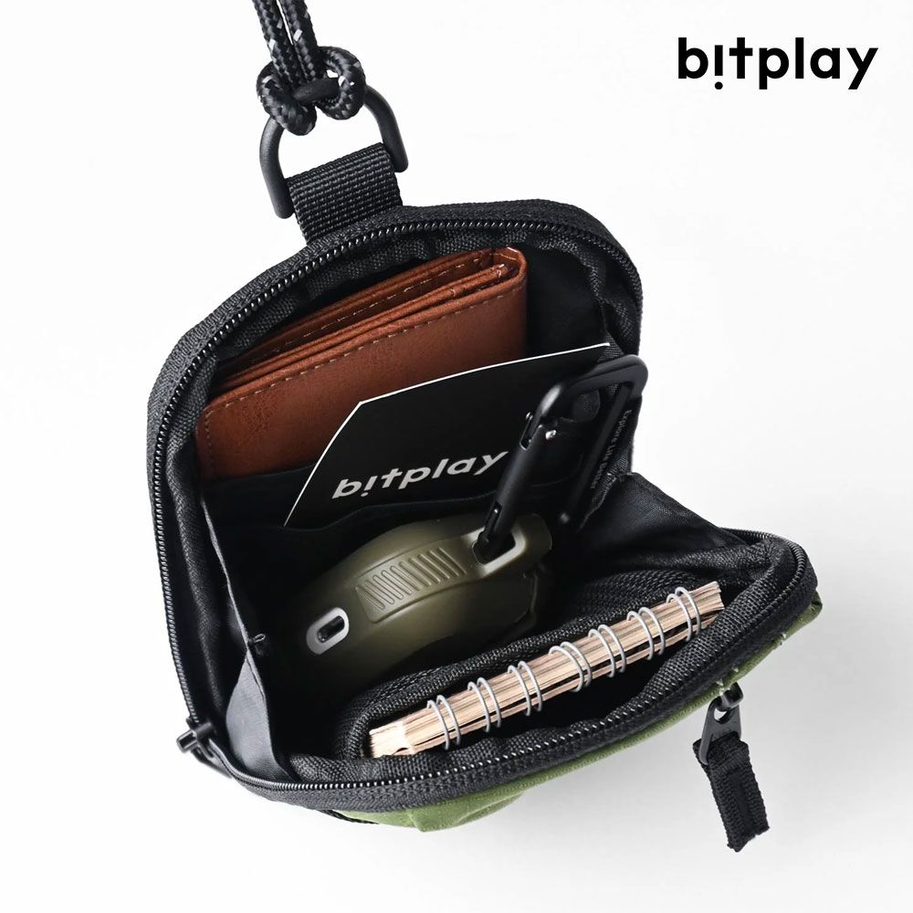 Bitplay Essential Pouch 機能小包 V2(含頸掛繩)- 軍綠色/炭黑色     掛包 /輕量 /防 潑水 /口袋包 /錢包 /戶外 /潮流 /頸掛 /掛脖