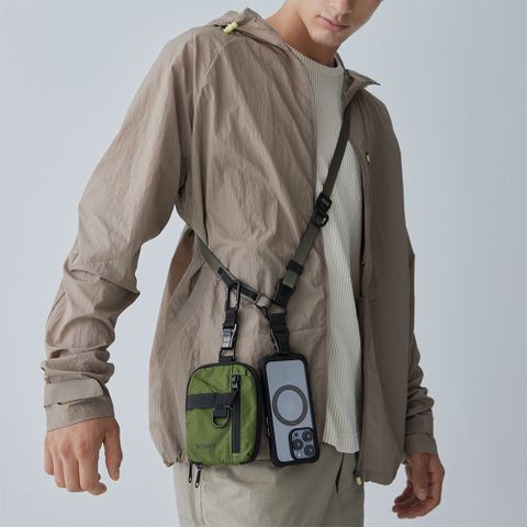 【bitplay】 Essential Pouch 機能小包 V2(含頸掛繩)- 軍綠色+ Multi-Use Strap 多工機能背帶(含掛繩通用墊片）