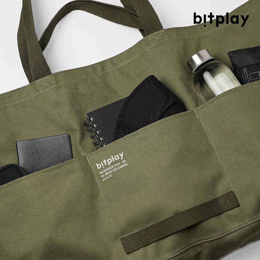 Bitplay Weekender Canvas Tote 防潑水行旅托特包30L (帆布版)  /大容量/旅行/雙層拉鍊/露營/帆布包/戶外/城市包/購物袋/環保袋