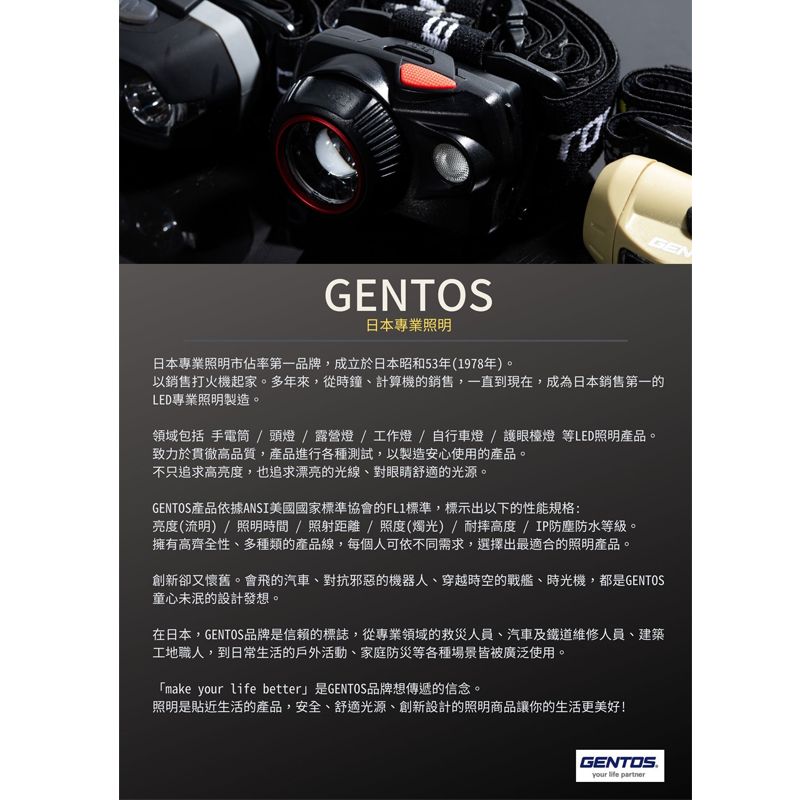 Gentos 輕便頭燈 黑- 120流明 IP64(CP-195DB)