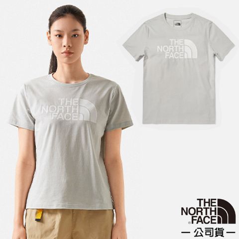 The North Face 北面 女款 FLASHDRY吸濕透氣短袖圓領T恤(亞洲版型).休閒衫.運動上衣/7WFD-9B8 錫灰 N