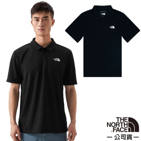 The North Face 北面 男款 FLASHDRY吸濕透氣短袖POLO衫(亞洲版型).休閒衫.運動上衣/7QOW-JK3 黑 N