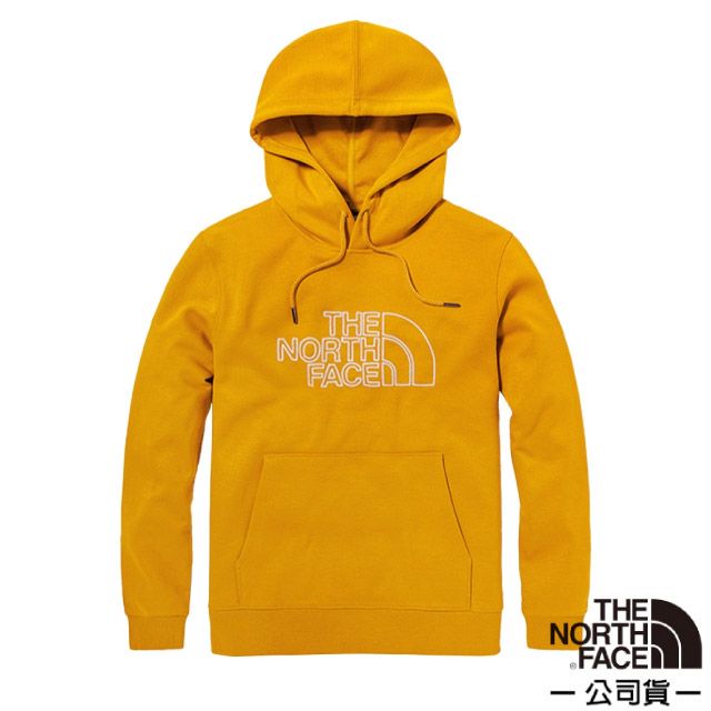 The North Face 北面 女 白色胸前刺繡LOGO連帽大學T.帽T/可調節連帽上衣/5AYY-H9D 黃色 V