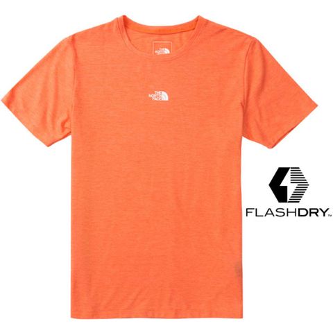 The North Face 北面 女款 FlashDry短袖圓領吸濕排汗衣(亞洲版型).機能性透氣上衣.抗臭運動T恤/柔軟易打理/5B13-W0P 橘色 V