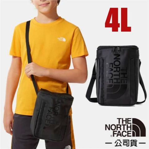 【美國 The North Face】兒童款 大Logo多功能印花直筒休閒單肩包4L/52T9-JK3 黑 N