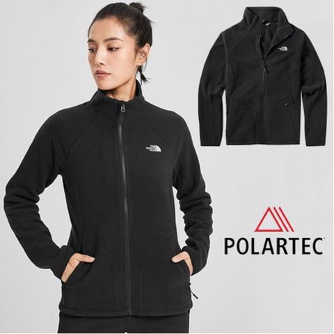 【美國 The North Face】女新款 Polartec 彈性保暖輕柔刷毛抓絨外套夾克/364K-KY4 黑