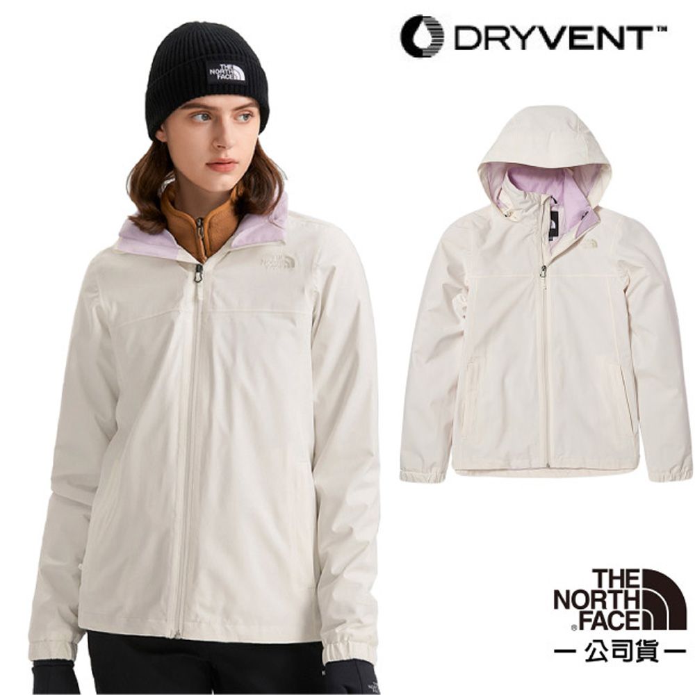 Tweezerman 【美國 The North Face】女新款 3效能 防水透氣防風耐磨連帽外套(亞洲版型)/5AZZ-7W5 米白 N