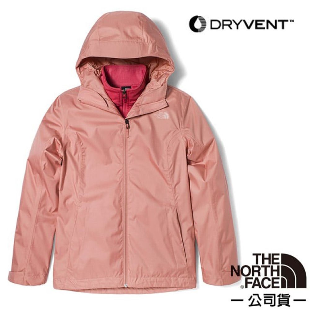 UF72 【美國 The North Face】女新款 ARROWOOD 兩件式防水排濕耐磨登山健行連帽外套/7WAI-5G2 玫粉 N