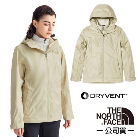 【美國 The North Face】女新款 ARROWOOD 兩件式防水排濕耐磨登山健行連帽外套/7WAI-696 米白 N