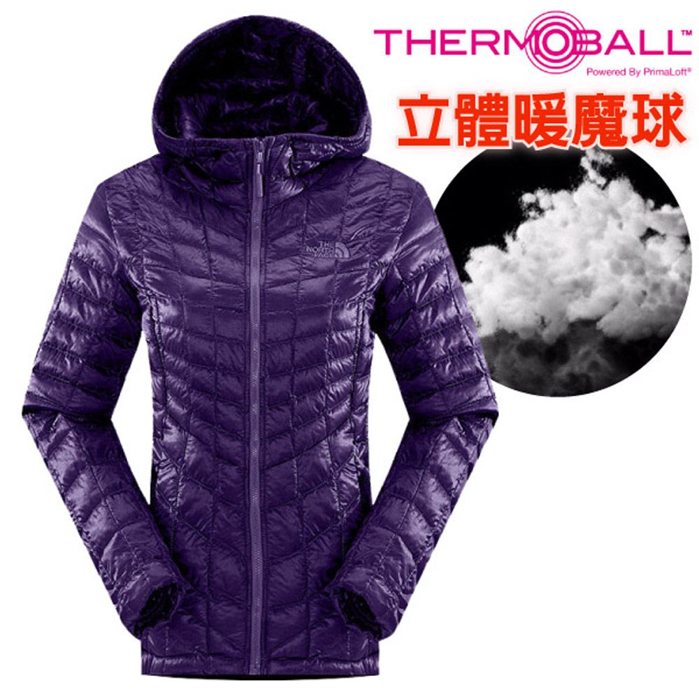 The North Face 北面 女 PrimaLoft ThermoBall 輕量暖魔球保暖連帽外套_CUD4-BDW 石榴紫 DV