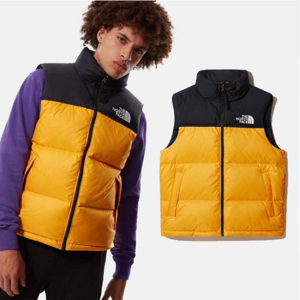 The North Face 北面 ICON 熱賣款_經典配色透氣保暖鵝絨背心(人道羽絨)/3JQQ-56P 黃 N