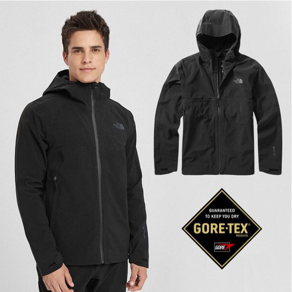 The North Face 北面 男 GORE-TEX 防水透氣耐磨可調節連帽外套.夾克.風雨衣/腋下透氣拉鍊/49B8-JK3 黑 N