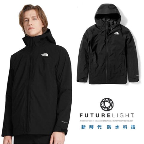 The North Face 北面 男款 FUTURELIGHT 防水透氣防風可調節連衣外套.風雨衣/登山健行/4N9R-JK3 黑 V