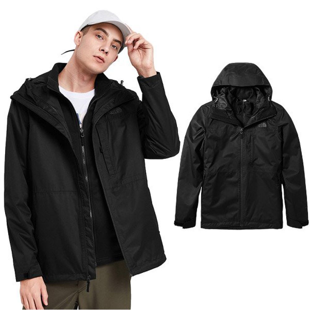 The North Face 北面 男 3合1_防水透氣防風耐磨兩件式外套.風雨衣/外件DryVent .內刷絨毛.登山健行/4NCL-JK3 時尚黑 V