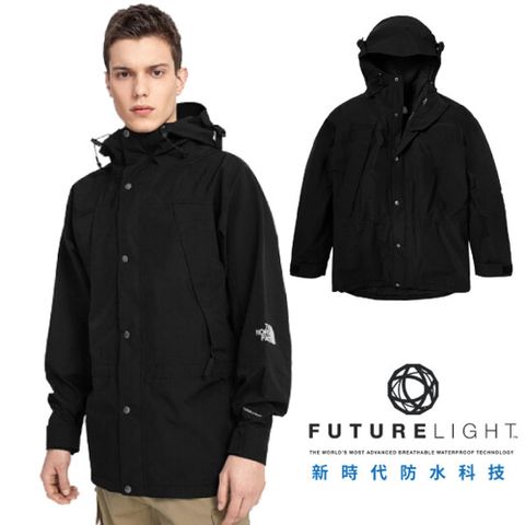 The North Face 北面 限量ICON FUTURELIGHT 防水透氣防風可調節連衣外套(可套接).風雨衣/登山健行滑雪/4R52-JK3 黑 N