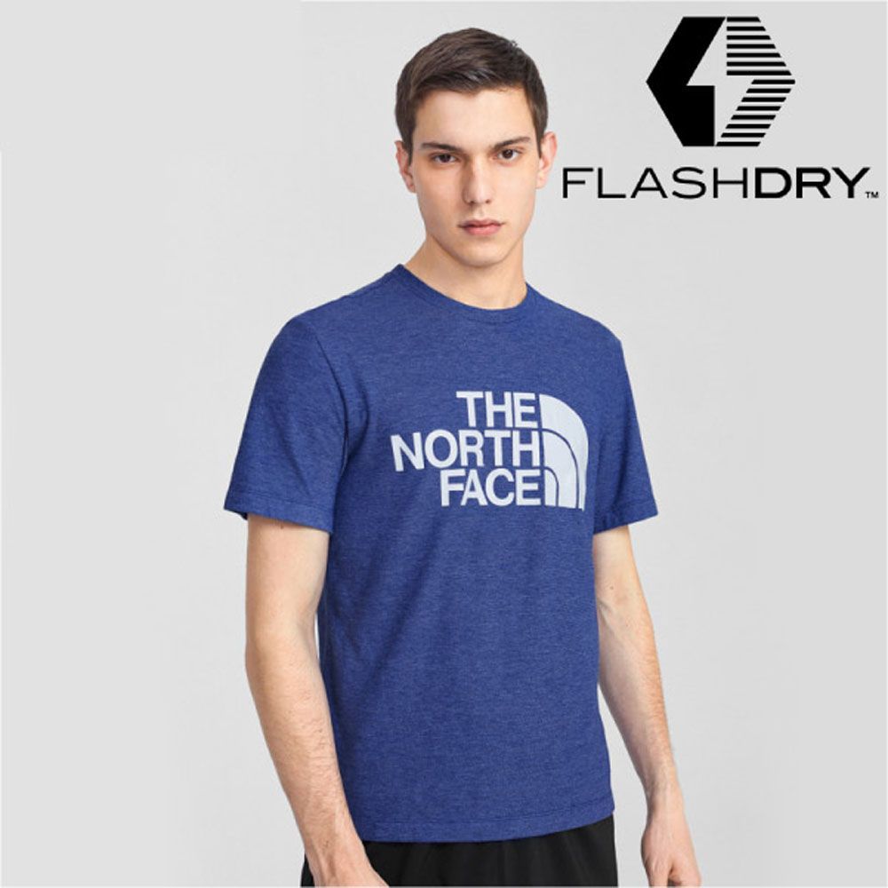 The North Face 北面 男新款 FlashDry 閃電快乾短袖圓領吸濕排汗衣(亞洲版型).機能性快排衫.抗臭運動T恤/4UAL-YF5 電光藍 N